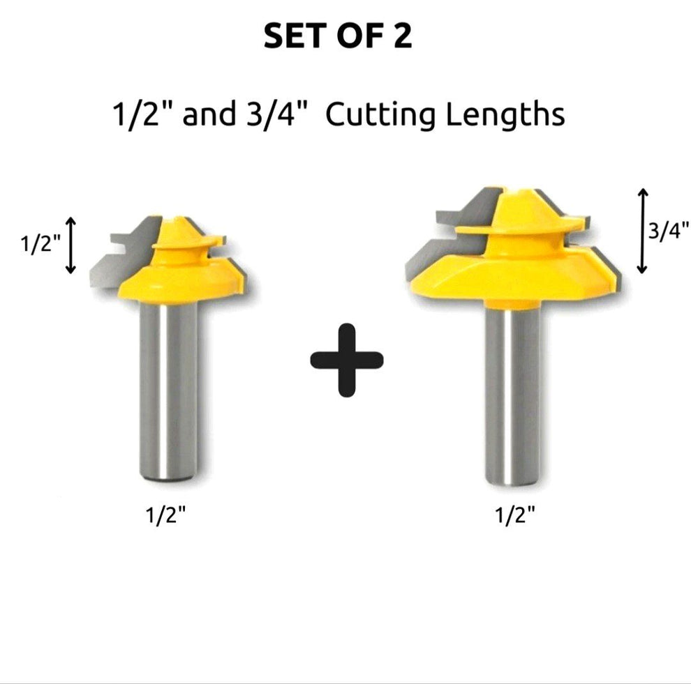 Double Mitre Router Bit TheDadTools™ 45° Lock Miter Router Bit - 1/2
