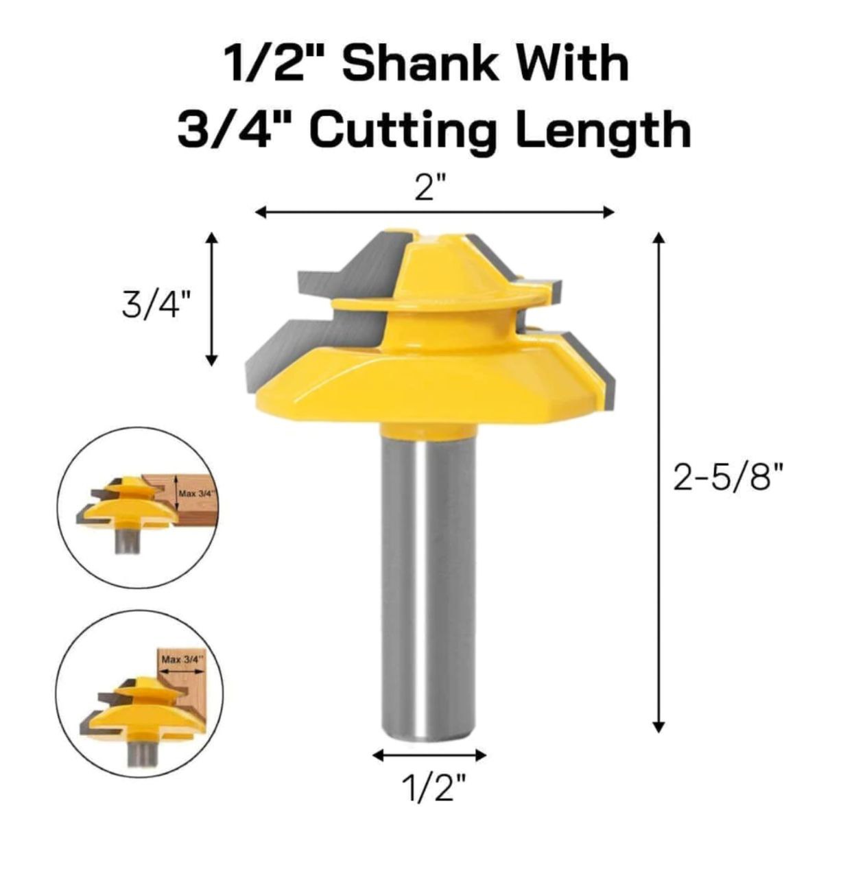 TheDadTools™ 45° Lock Miter Router Bit - 1/2" Shank